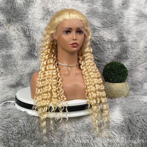 Private Label 30 Inch 613 Full Lace Wig 613 Transparent Lace Front Wig,Swiss Hd Lace Blonde Color Human Hair Wigs